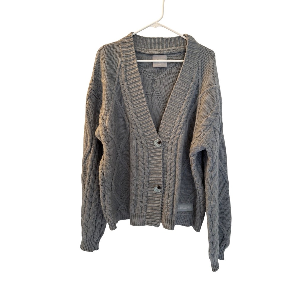 Taylor Swift The Tortured Poets Department Grey Cardigan MD/LG‎ Swiftie Merch